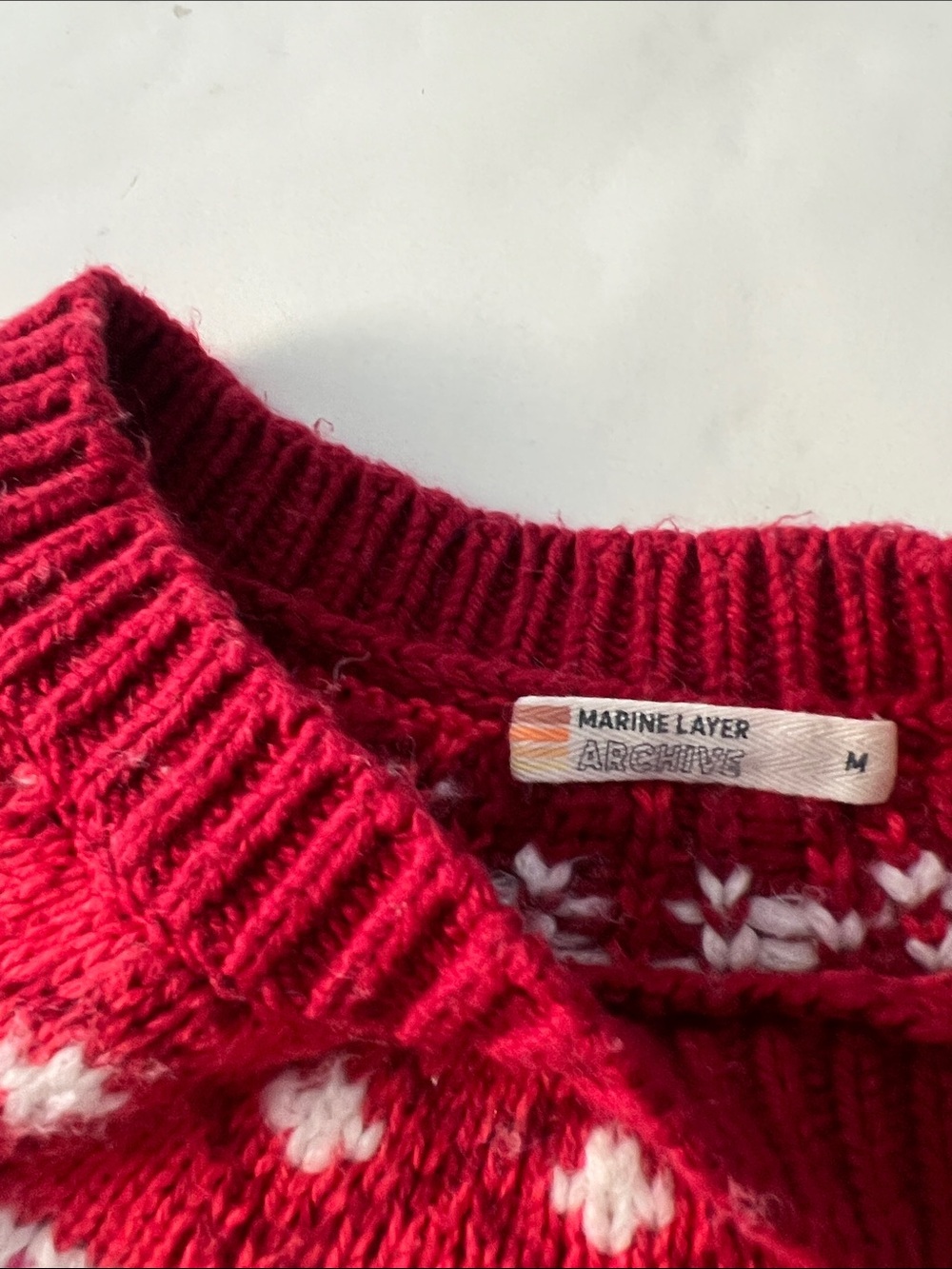 Marine layer Archive Alpine Fair Isle Sweater in Cream Rainbow Medium $148 - Picture 6 of 7